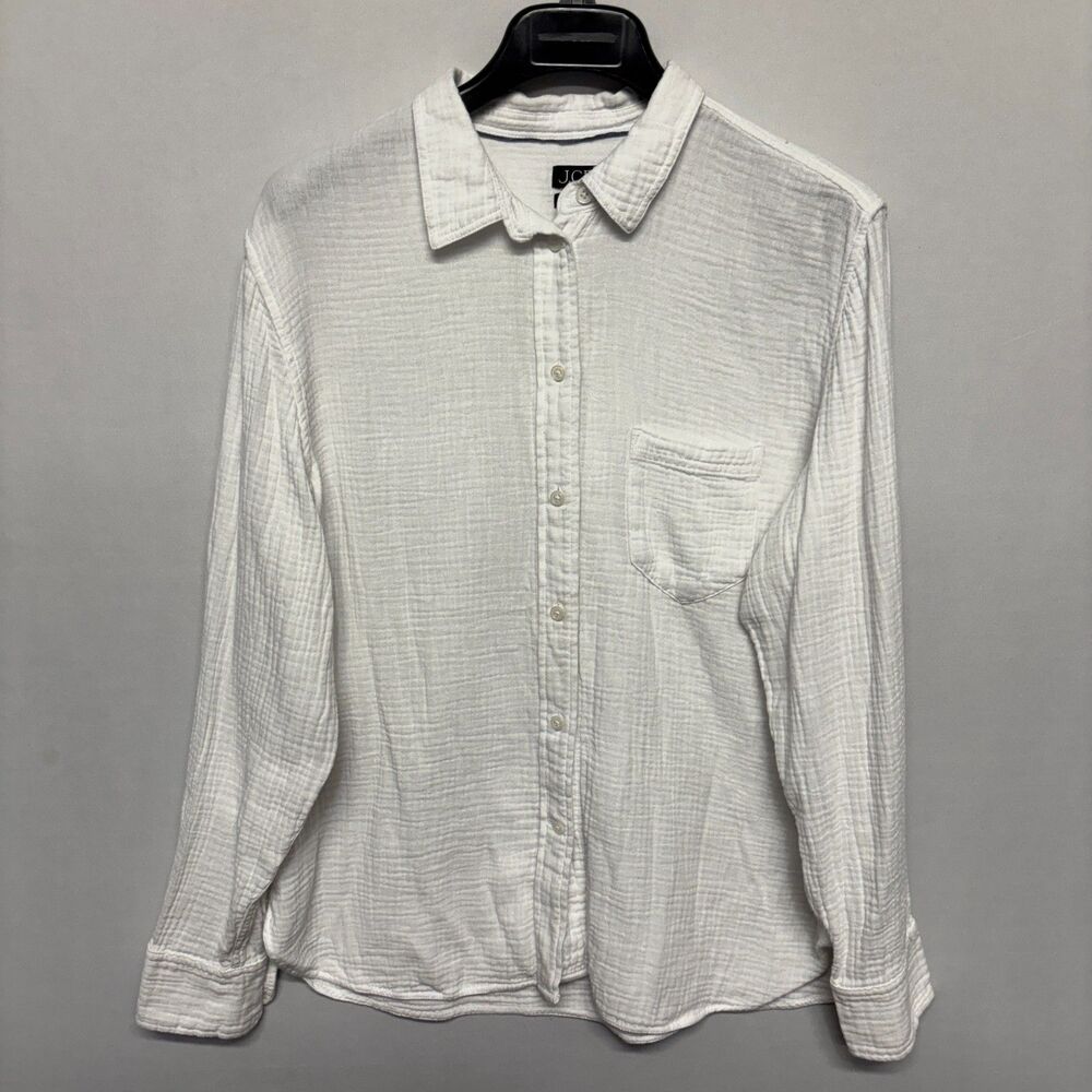J Crew Women Garcon Classic Double Gauze Shirt Size 14 White SU23 D135 -18